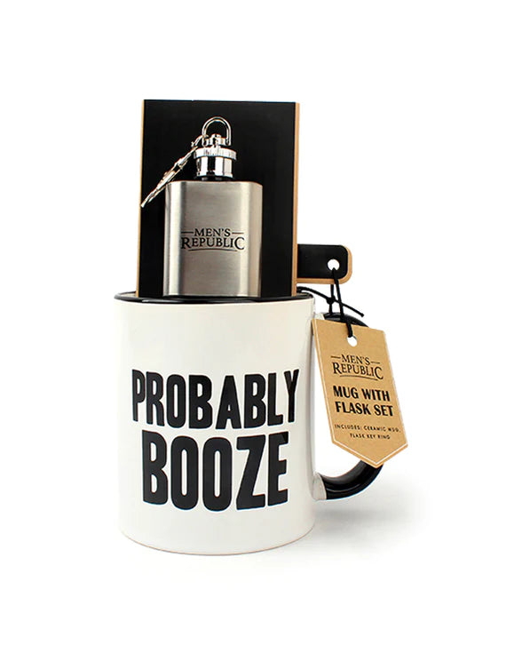 Mug and Mini Hip Flask Set - Probably Booze