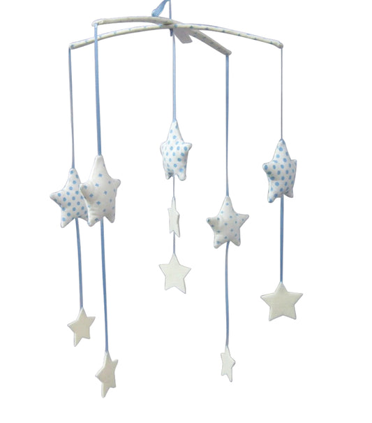 Falling Star Mobile - Blue & Ivory