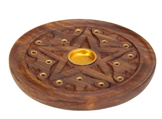 Round Cone/Incense Holder with Pentagram Design