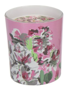 Glass Enamel Candle with Floral Palm Print