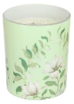 Glass Enamel Candle with Floral Palm Print