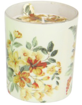 Glass Enamel Candle with Floral Palm Print