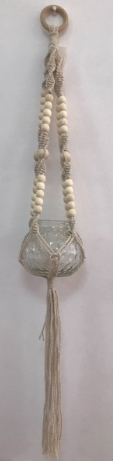 Beaded Macrame Glass Pot Holder