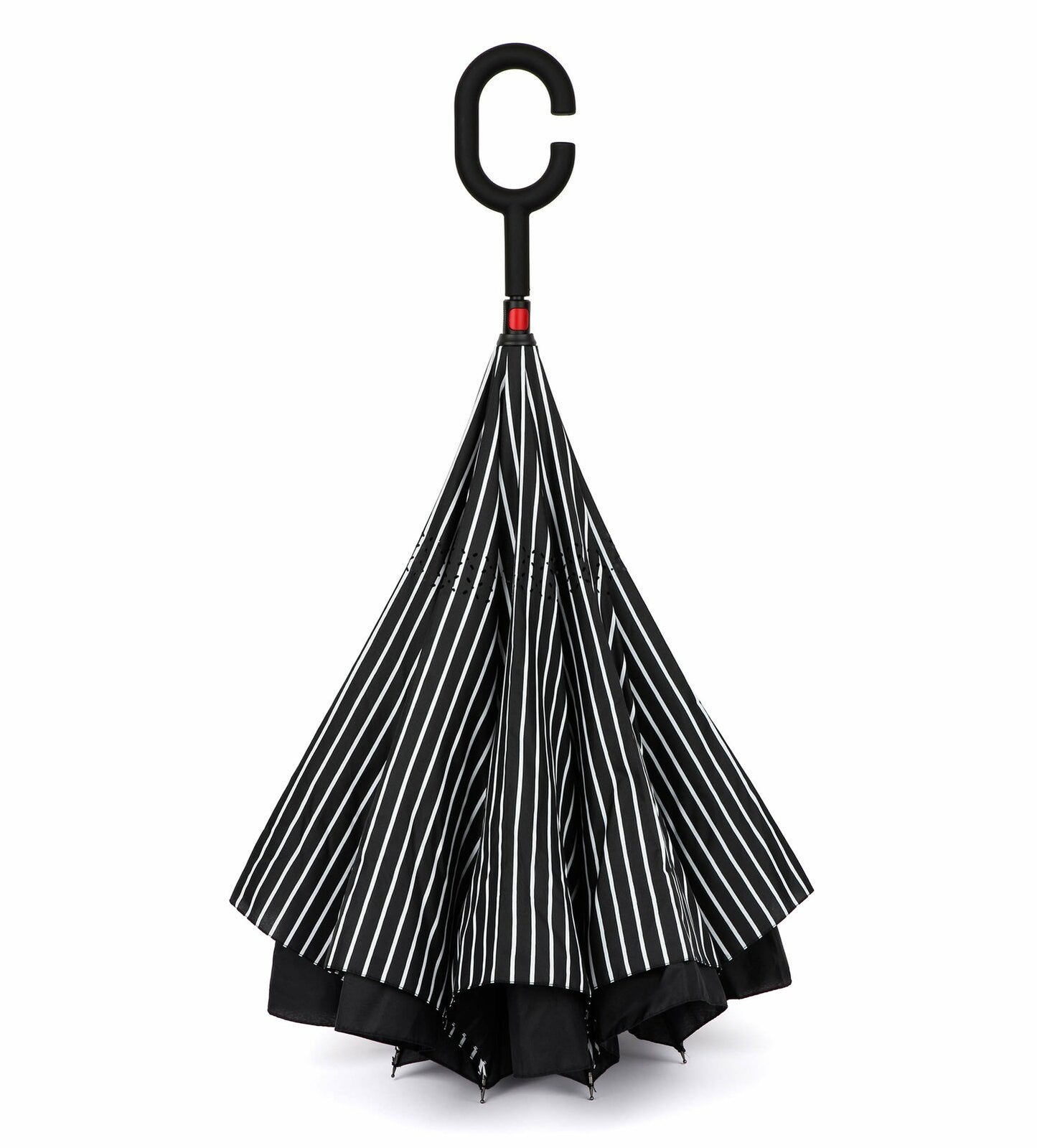 IOco Reverse Umbrella - Black & White Pinstripe