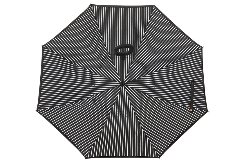 IOco Reverse Umbrella - Black & White Pinstripe