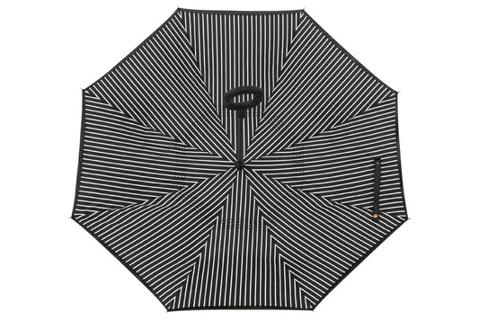 IOco Reverse Umbrella - Black & White Pinstripe